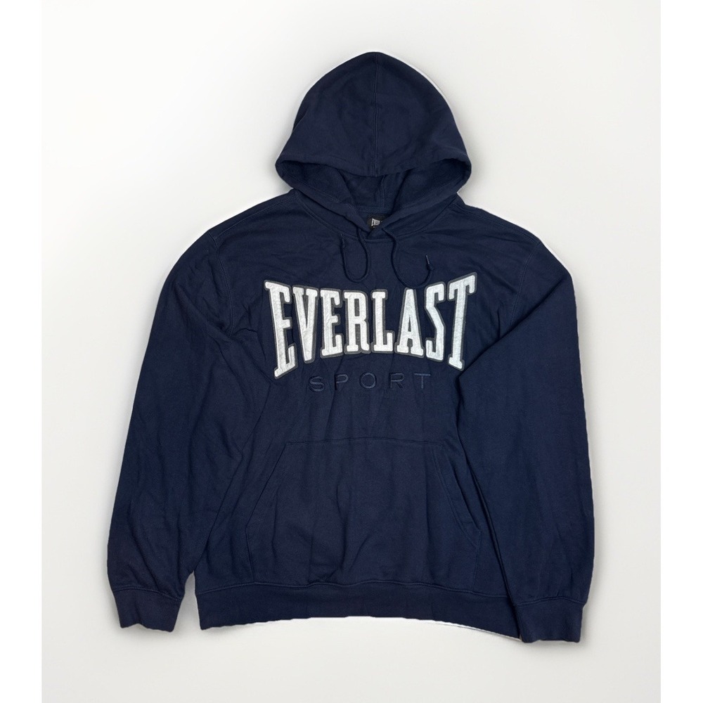 Vintage Everlast Sport Hoodie Mens XL Navy Blue Spell Out Boxing Sweatshirt